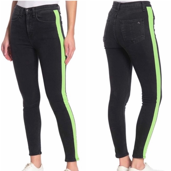 Rag & bone Maxie tuxedo neon stripe skinny Jean size 27 NWOT - Picture 5 of 6